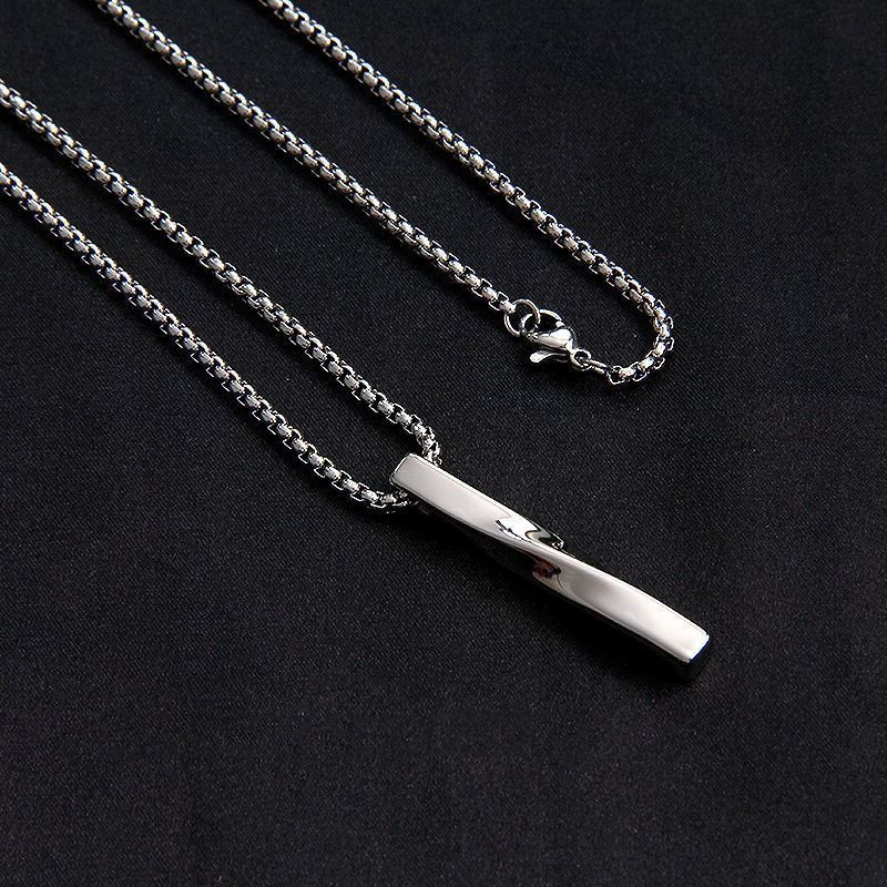 Spiral long necklace men and women trend ins simple personality hip-hop men's pendant boys pendant titanium steel cool jewelry