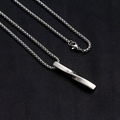 Spiral long necklace men and women trend ins simple personality hip-hop men's pendant boys pendant titanium steel cool jewelry