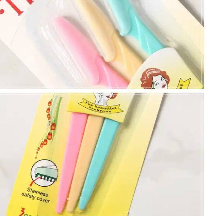 3Pcs Tinkle Eyebrow Razor Shaper Facial Fine Hair Cutter Trimmer Eye Brows Styling Stainless Steel Blade