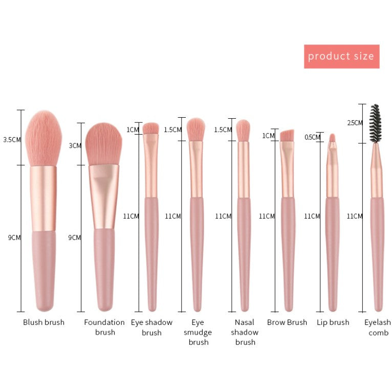 8Pcs Set With Bag Makeup Brushes Sets Eye Shadow Foundation Powder Eyelash Lip Concealer Blush Travel Portable Soft Make Up Brush Sets