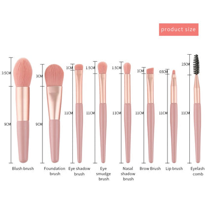 8Pcs Set With Bag Makeup Brushes Sets Eye Shadow Foundation Powder Eyelash Lip Concealer Blush Travel Portable Soft Make Up Brush Sets