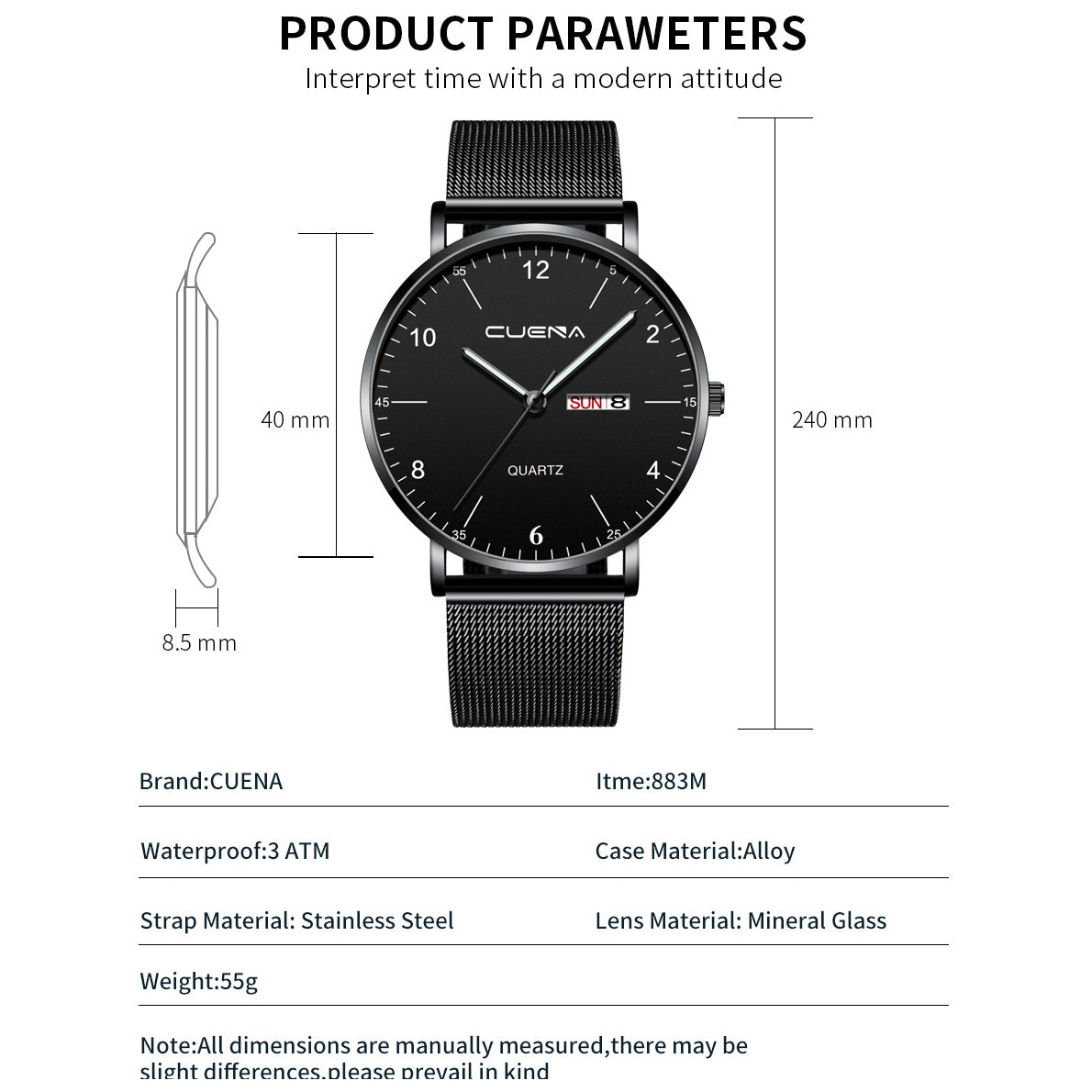 Men Watch Stainless Quartz WristWatches Waterproof Male Watches Fashion Wrist Watch Date Classic Valentines Gift