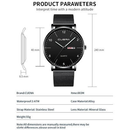 Men Watch Stainless Quartz WristWatches Waterproof Male Watches Fashion Wrist Watch Date Classic Valentines Gift