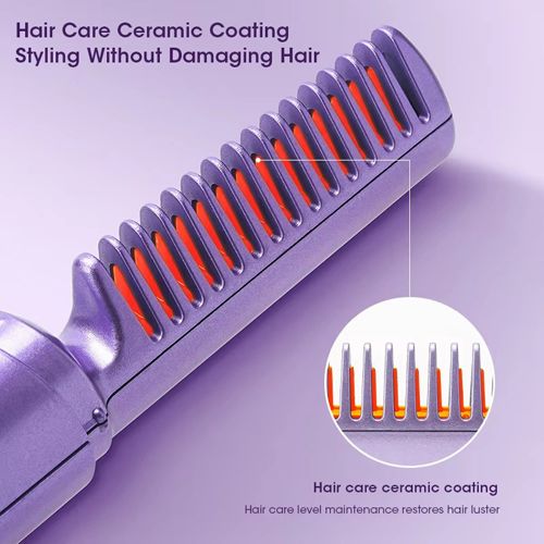 Electric Hot Hair Straighteners USB Charge Hot Comb And Straightening Brush Heating Straight Curly Negative Ion Hot Straightener Hair Styling Tools Hair Beauty Portable Straight Hair Comb Intelligent