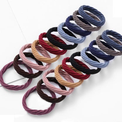 20 PCS/Set Hot Selling Thick And High Elastic Basic Hair Ring Simple Hair Tie Towel Ring Head Rope For Women Without Seams And No Damage To Hair Rope