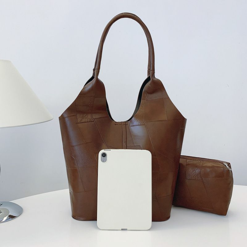 2 In 1 Korean Ladies Handbag Small Bag Set Large Capacity PU Bags - Black