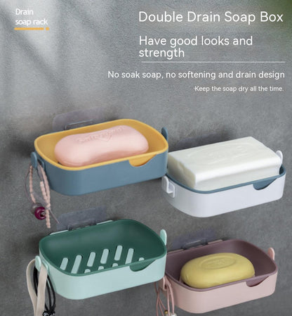 Wall-Mounted Soap Box With Hooks Soap Dish soap holder