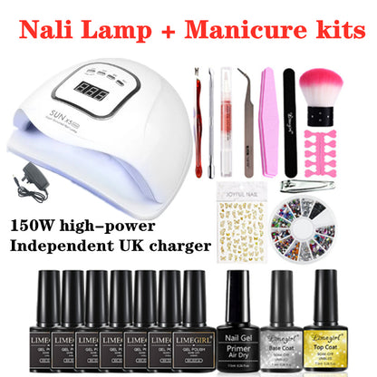 150W Nail Gel Lamp Manicure kits LED Nail Dryer LCD Display Nail Manicure Tool UV for Gel Varnish GO HOME