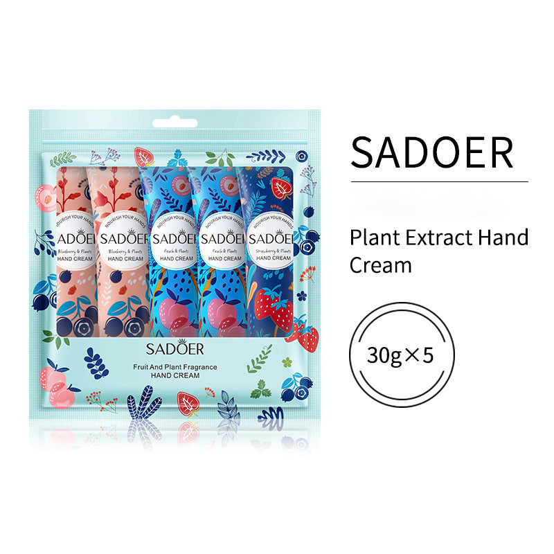 SADOER Hand Cream 5 PCS/Set Fruit Moisturizing Hand Cream Nourish Hand Care Hand Lotion Moisturize Stratum Corneum Hands Hydration Moisturizing Skin Care Creams for Dry Cracked Hands