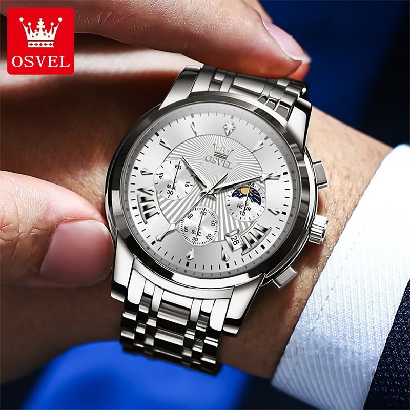 Fashion Men Stainless Steel Watch Luxury Calendar Quartz Wrist Watch Mens Business Watches for Man Clock