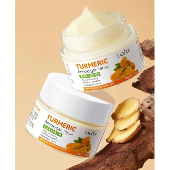 Sadoer Turmeric Cream, Tumeric Cream Anti Oxidation, Face Cream For Deep Moisturizing akin to Vitamin C, Prevents Acne, Oil Control and Soothing, Skin Repair