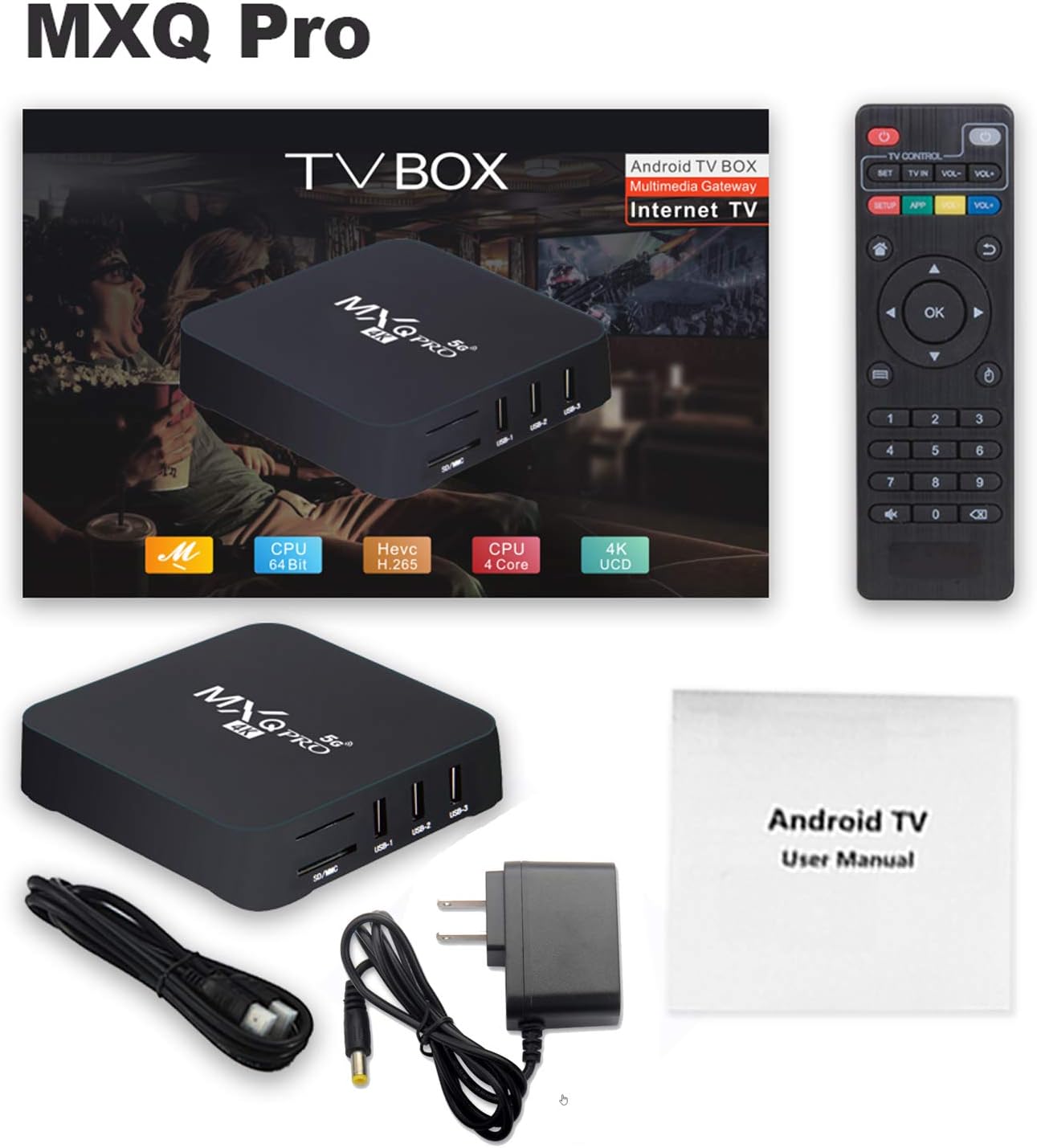 Android Tv Box Mxq Pro 32bits Quad Core 1.46Ghz(Cortex-A7) Smart Tv Box Support 4k 3d Wifi 2.4ghz Stunning 4K Ultra HD Resolution Support H.265 Video Decoding for Smoother Streaming