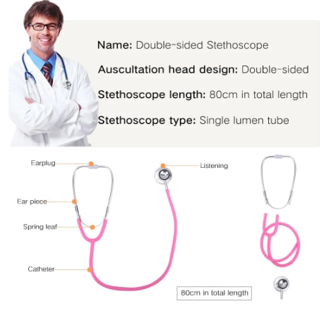 Double Head Stethoscope Professional Cardiology Stethoscope Doctor Medical Equipment Student Vet Nurse Devices Accessorie Kit