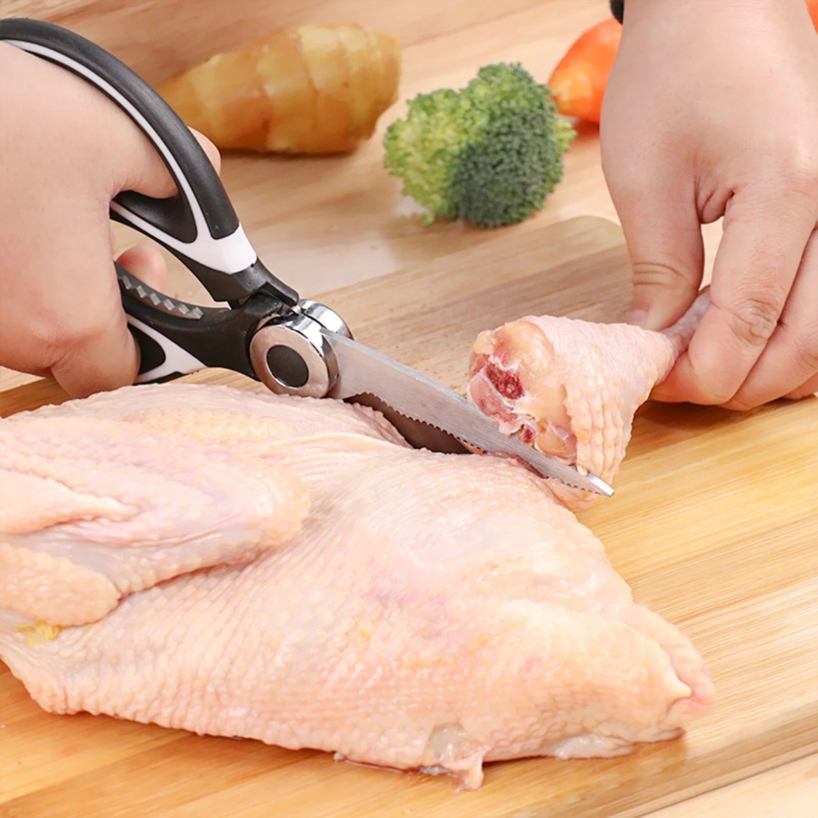 Kitchen Scissors Stainless Steel Multifunctional Kitchen Household Scissors Bone Scissors Chicken Wings Fish Killing