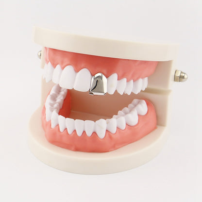 Gold Trendy Rock Rapper Hip Hop Grillz Caps Mold Top & Bottom Grill Body Jewelry Single Teeth