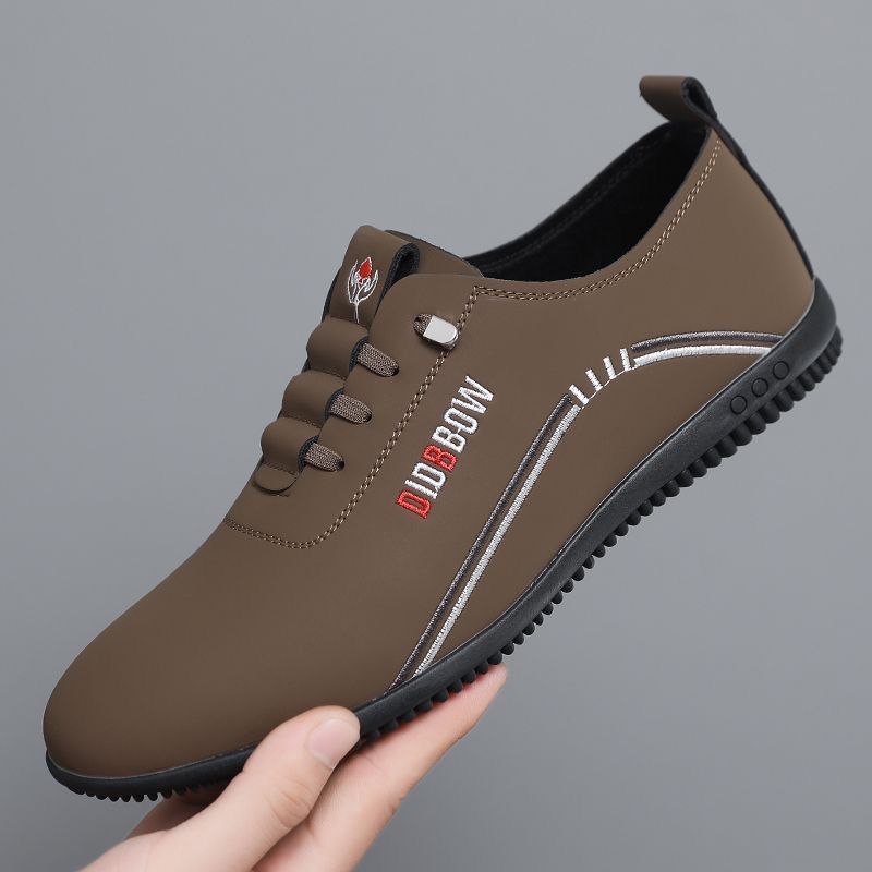 Men's PU Artificial leather shoes business casual shoes boys outdoor light sports shoes fashion students Oxfords walking shoes Daddy single shoes brown