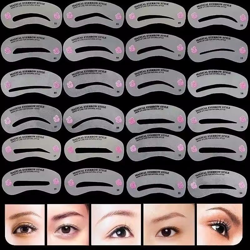 24pcs/set DIY Eyebrow Shaping Stencils - Grooming Kit For Women - Perfect For Beauty Modeling And Makeup Application