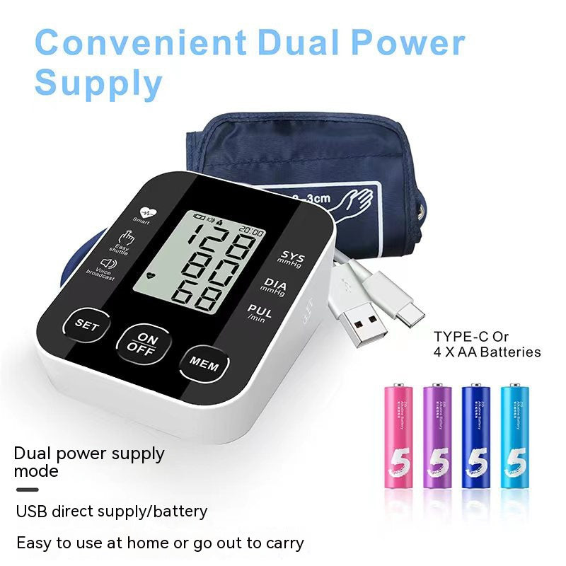 Blood Pressure Monitor Medically Accurate Upper Arm Cuff Digital Health Monitors Voice Broadcast Health Care Medical Equipment Measurement Tool LCD Digital Tonometer Sphygmomanometer