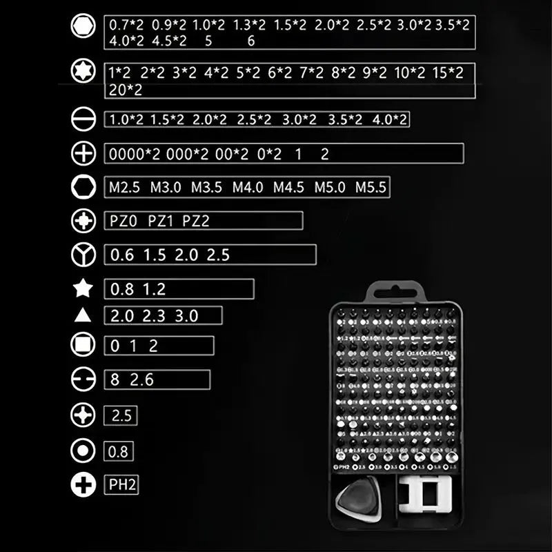 Precision Screwdriver 115 In 1 Set Magnetic Screw Driver Bits Torx Hex Bit Multifunction Household Repair Tools Kit Handle Computer PC Laptop Mobile Phone Equipment Repair Screwdrive Kit Hand Tools