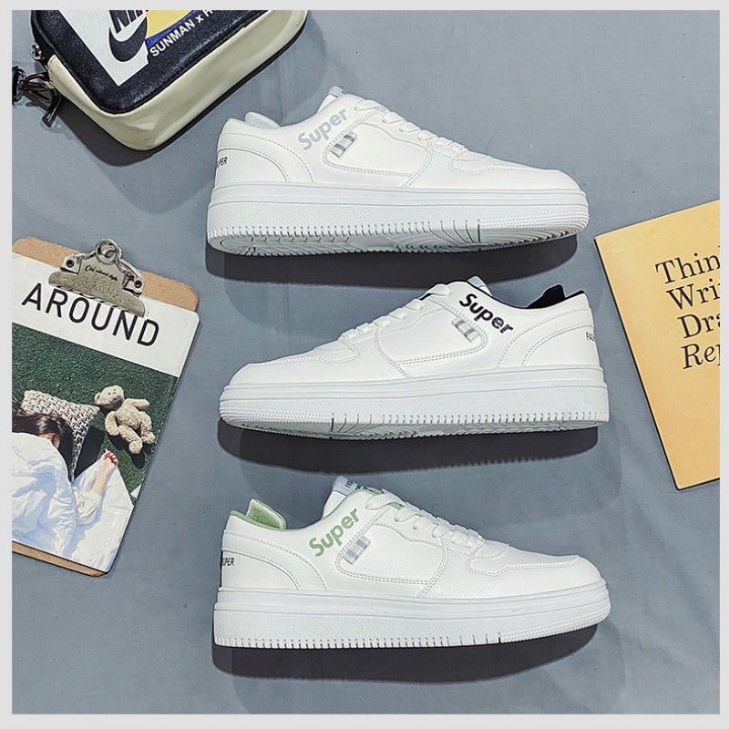 Men's White Shoes Summer Versatile Breathable Low Upper Sports Trendy Board Shoes Casual Sneaker Shoes Men's Lace-up Shoes