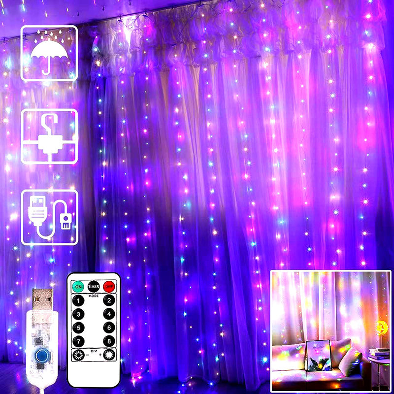 LED Curtain Lights, String Lights Bedroom, 300 LED 9.8x9.8Ft Twinkle String Light Decorations for Window Wedding Bedroom Wall Party Backdrop, Cute Home Indoor Outdoor Decor 8 Modes USB Remote Control