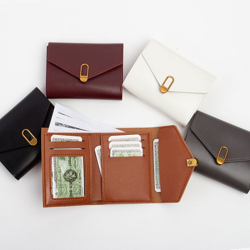 Women Short Wallet Ladies Coin Purse Tri-fold Wallet Card Case PU Synthetic Leather Wallet