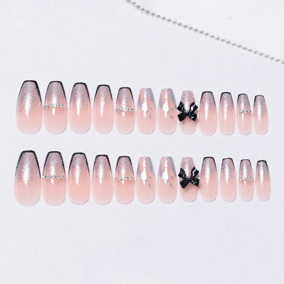 24Pcs nail enhancement fake nail patches reusable snap on style wearing nail patches