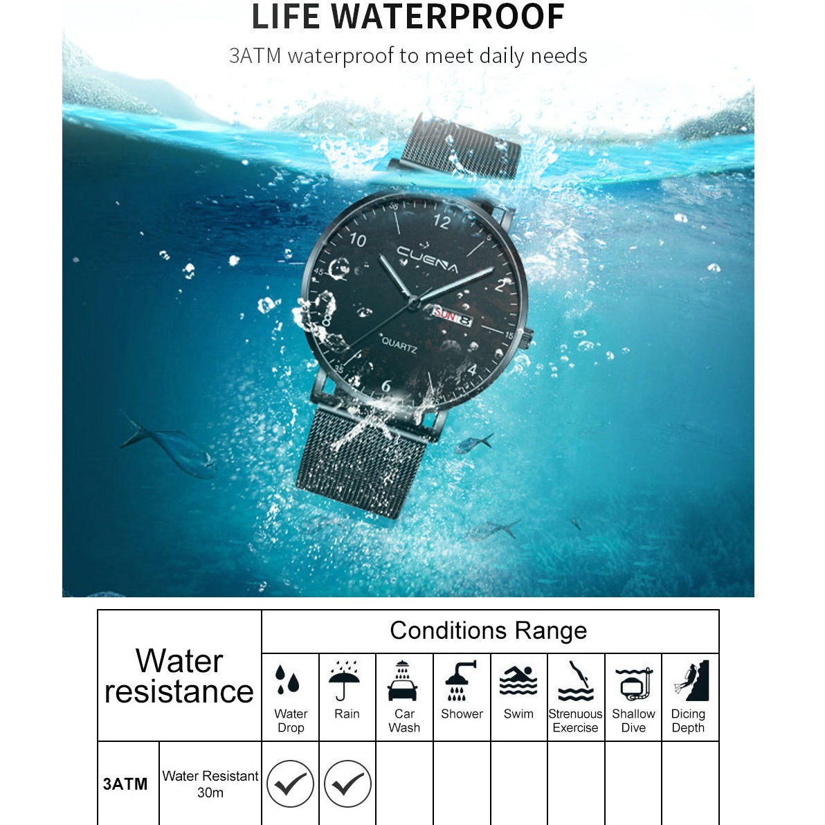 Men Watch Stainless Quartz WristWatches Waterproof Male Watches Fashion Wrist Watch Date Classic Valentines Gift