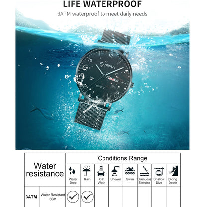 Men Watch Stainless Quartz WristWatches Waterproof Male Watches Fashion Wrist Watch Date Classic Valentines Gift