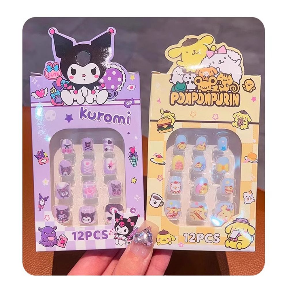 Hot selling children's nail art, bright pink, gradient color, European nail art, fake nail wearing nail art