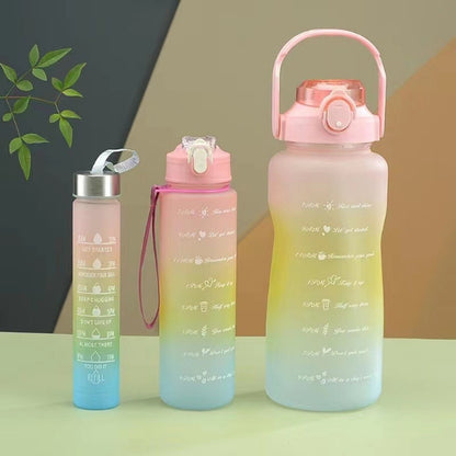 3PCS Gradient Water Bottles Cup Set Large Capacity Sports Water Bottle Outdoor Travel Gym Fitness Jugs Student Portable Cup With Straw