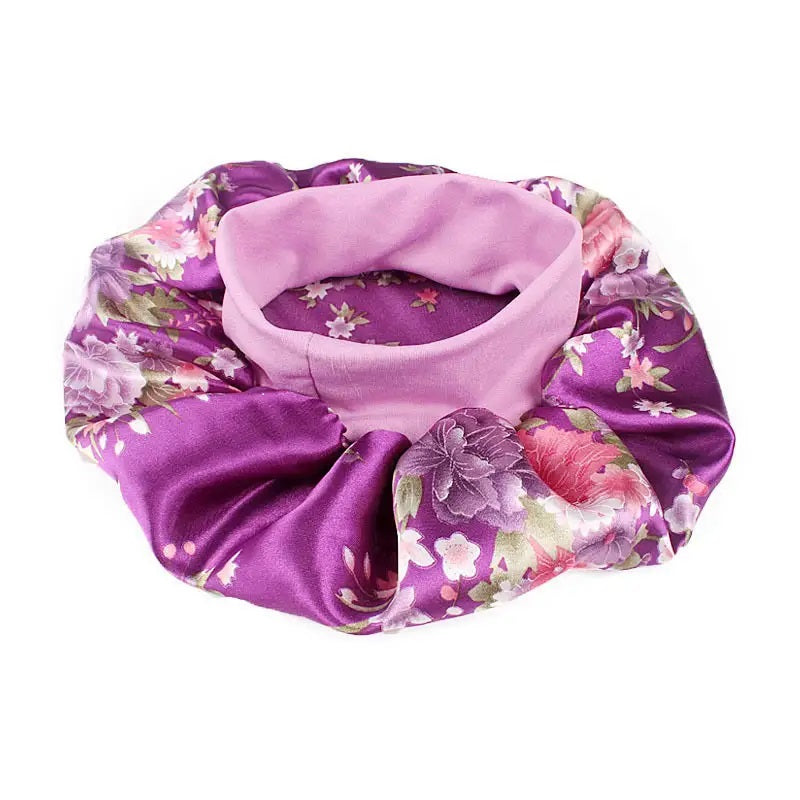 Satin Sleeping Bonnet Headscarf Hat Headwraps Women Curly Springy Hair Wrap Silk Shower Cap Head Scarf Headwear Night Sleep Hat Adjust Head Cover Styling Accessories Soft Elastic Band Wide-Brimmed