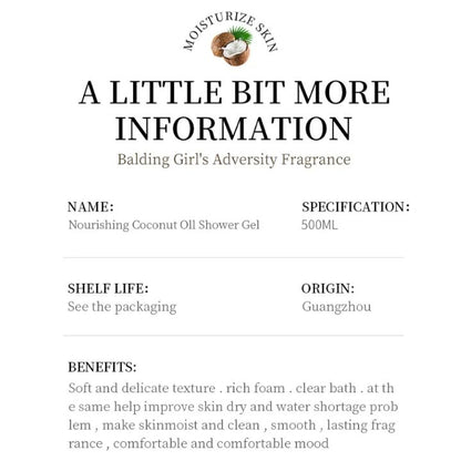 SADOER 500ml Coconut Body Wash Shower Gel Amino Acid Clean gently Nourishing skin Moisturizing Fragrance Shower Gel remove dirt Remove mites Moisturize the cuticle grease control