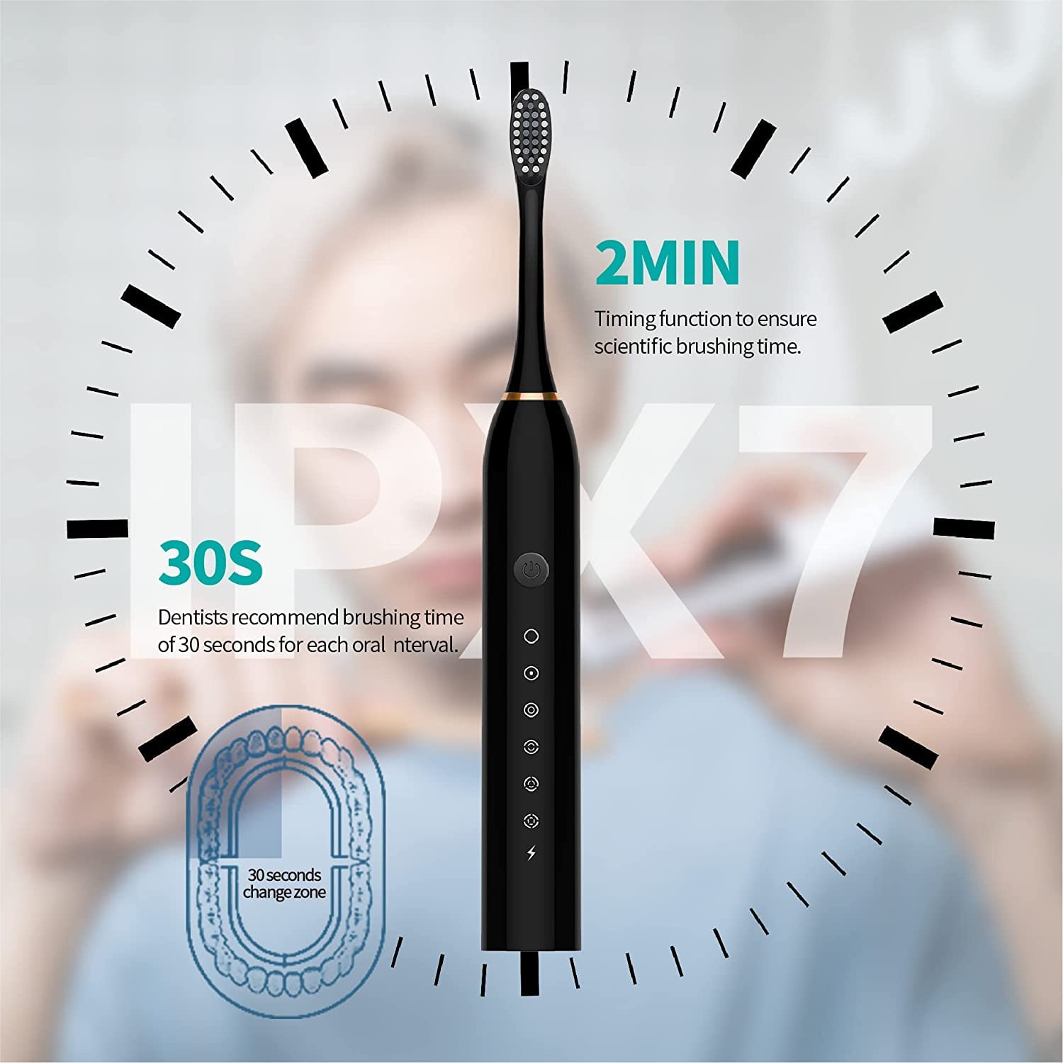 PAFEL X-3 Electric Toothbrush USB Charging Intelligent Timed Reminder With 6 Cleaning Modes IPX7 Waterproof Powerful Cleaning Electric toothbrushes