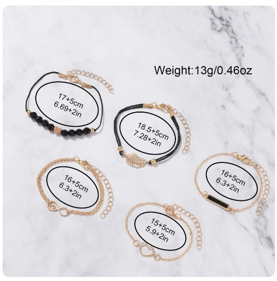 5PCS Set Watch For Women Luxury Leather Analog Ladies Quartz Wrist Watch Fashion Bracelet Watch Set Female Relogio Feminino