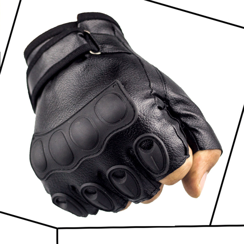 Gloves & Mittens Gloves & Mittens Black PU Leather Fingerless Gloves Solid Female Half Finger Racing Moto black one size