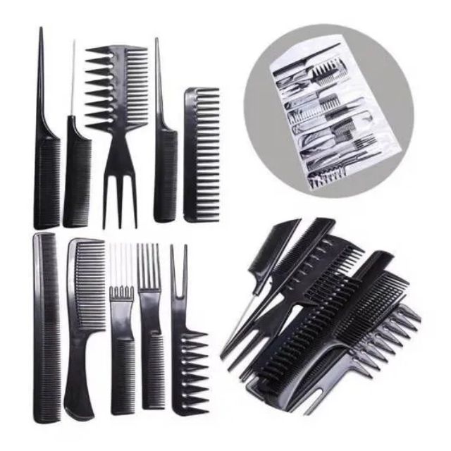 10 Pieces Comb Set Plastic Combs Hair Dyeing Oil Baking Comb Hair Salon Hairdressing Tool Beard care Men Women Professional Home Styling Kit