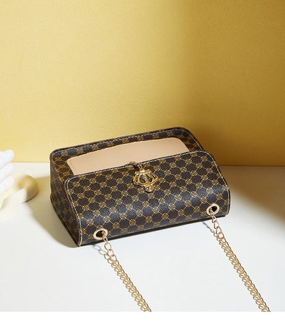 Simple chain bag print classic pearl bag flower material small crossbody bags