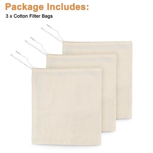 3pcs Nut Milk Bags 25x20cm, Reusable Fine Mesh Cheesecloth Bags, Almond Milk Strainers for Soy Yogurt Cold Brew Coffee Tea Juice, Beige