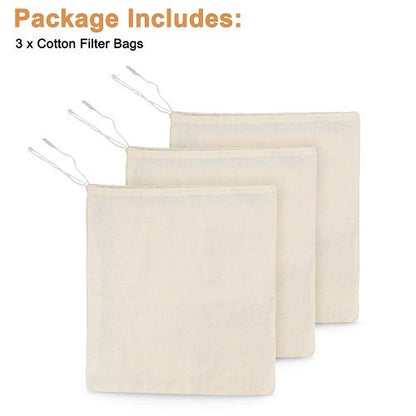 3pcs Nut Milk Bags 25x20cm, Reusable Fine Mesh Cheesecloth Bags, Almond Milk Strainers for Soy Yogurt Cold Brew Coffee Tea Juice, Beige
