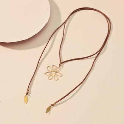 Flower necklace Bohemian necklace Long rope design Personality and fashion Multiple wearing styles Women's Necklaces
