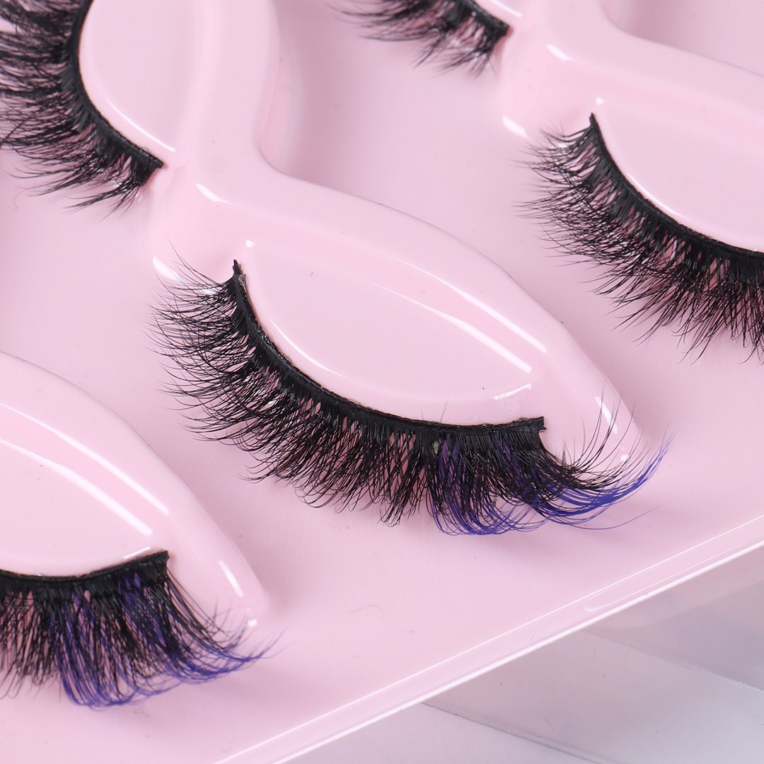 5 pairs of colorful high imitation mink fur fox eyes false eyelashes naturally thick eyelashes cat eyes eyelashes