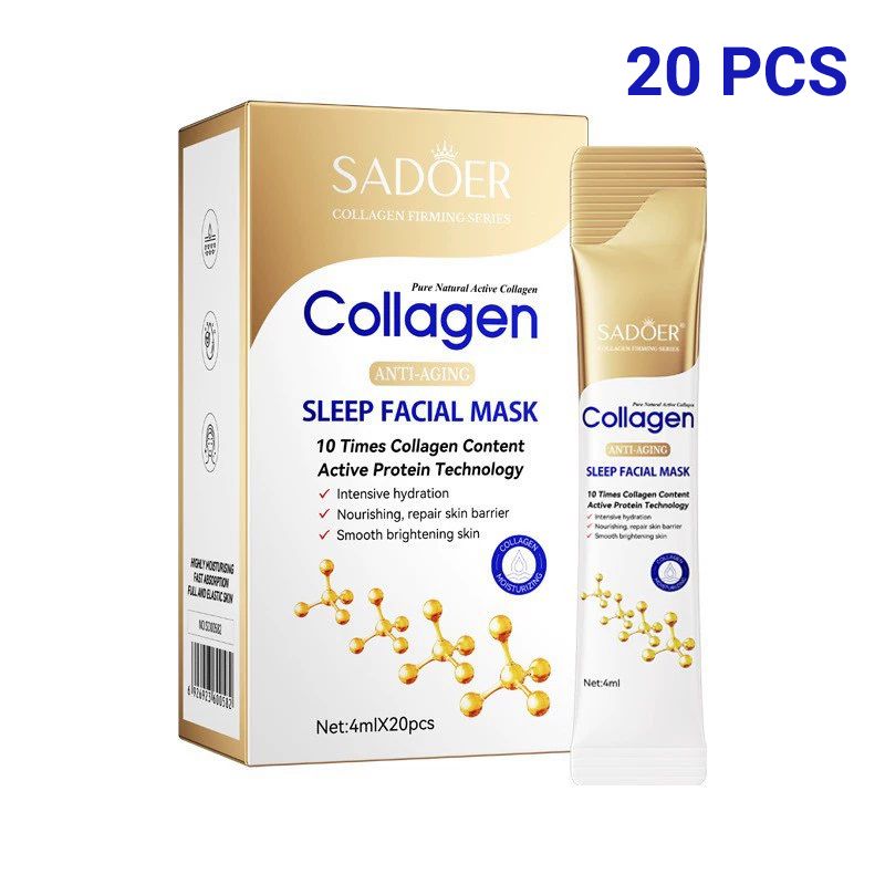 SADOER 30PCS Collagen Skin Care Set Whitening Anti-wrinkle Anti-aging Gifts Set Face Lotion + Face Toner + Face Serum + Eye Cream + 20PCS Sleeping Masks + 5PCS Anti-aging Masks + SADOER Hand Cream