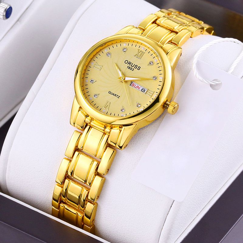 Ladies Fashion Simple And Casual Steel Band Dual Calendar Luminous Waterproof Watch Quartz Watch for Women Gift Clock Business And Leisure