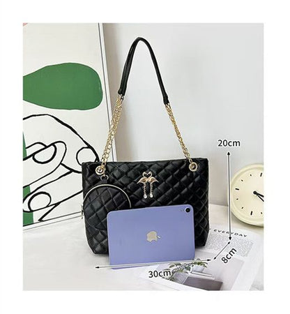 Large capacity Mommy bag Women's bag two-piece shoulder bag printed diamond check bag
