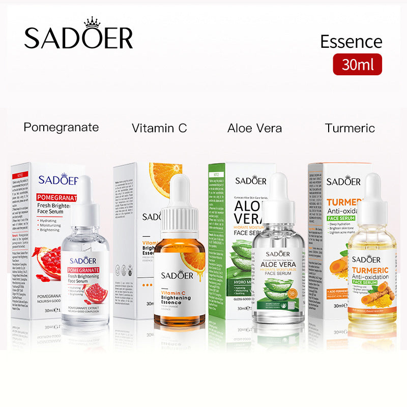 SADOER Vitamin C Serum Whitening Essence Turmeric Antioxidant Serum Aloe Vera Moisturizing Face Serum Anti Wrinkle Anti Aging Skin Care Brightening Pomegranate Essence Deep Hydration Fade Acne Mark