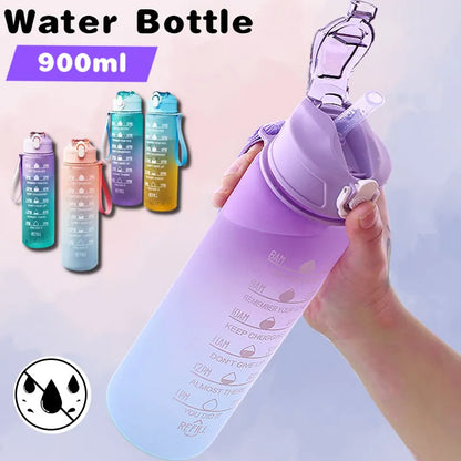 900ML Large Capacity Water Bottle Sports Water Bottles with Time Marker Leak-proof Cup Motivational Portable Water bottle for Outdoor Sport Fitness Kitchen & Dining room appliances