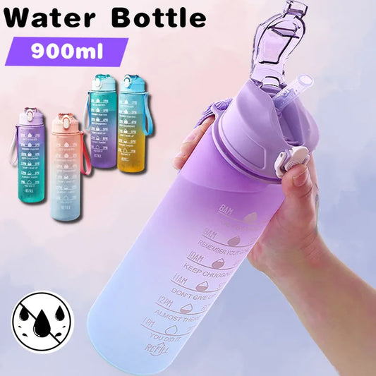 900ML Large Capacity Water Bottle Sports Water Bottles with Time Marker Leak-proof Cup Motivational Portable Water bottle for Outdoor Sport Fitness Kitchen & Dining room appliances