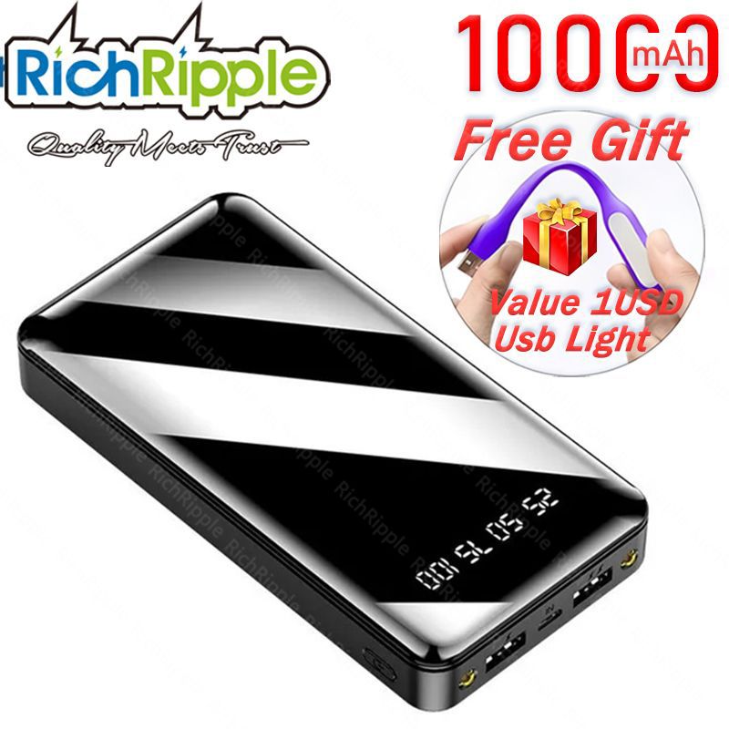 RichRipple 2A Fast Charge Power Banks 10000mAh iPhone&Android Power Bank Universal Portable Mobile Power With Dual USB LED Lamp powerbank