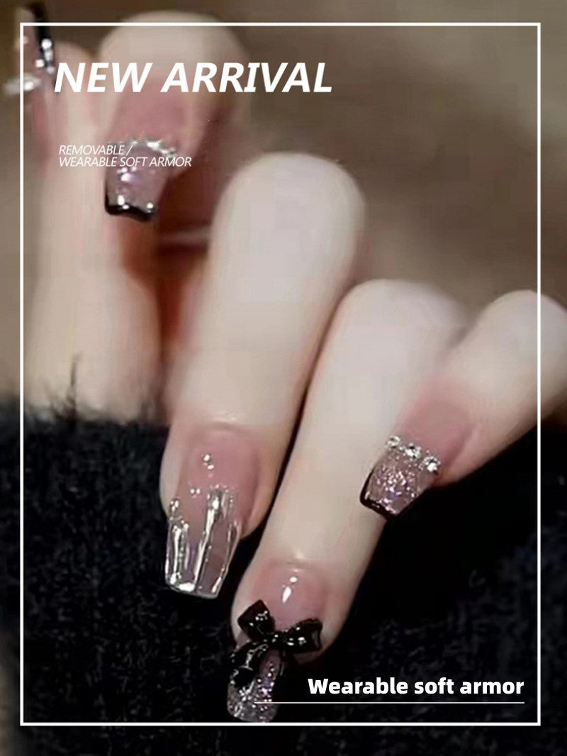 24Pcs nail enhancement fake nail patches reusable snap on style wearing nail patches